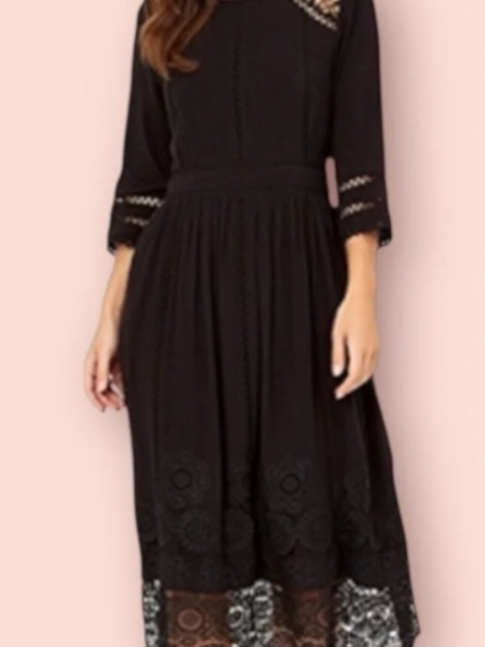 MONSOON Black Lace Tessa Boudica Midi Dress Pretty Boho Vibe
